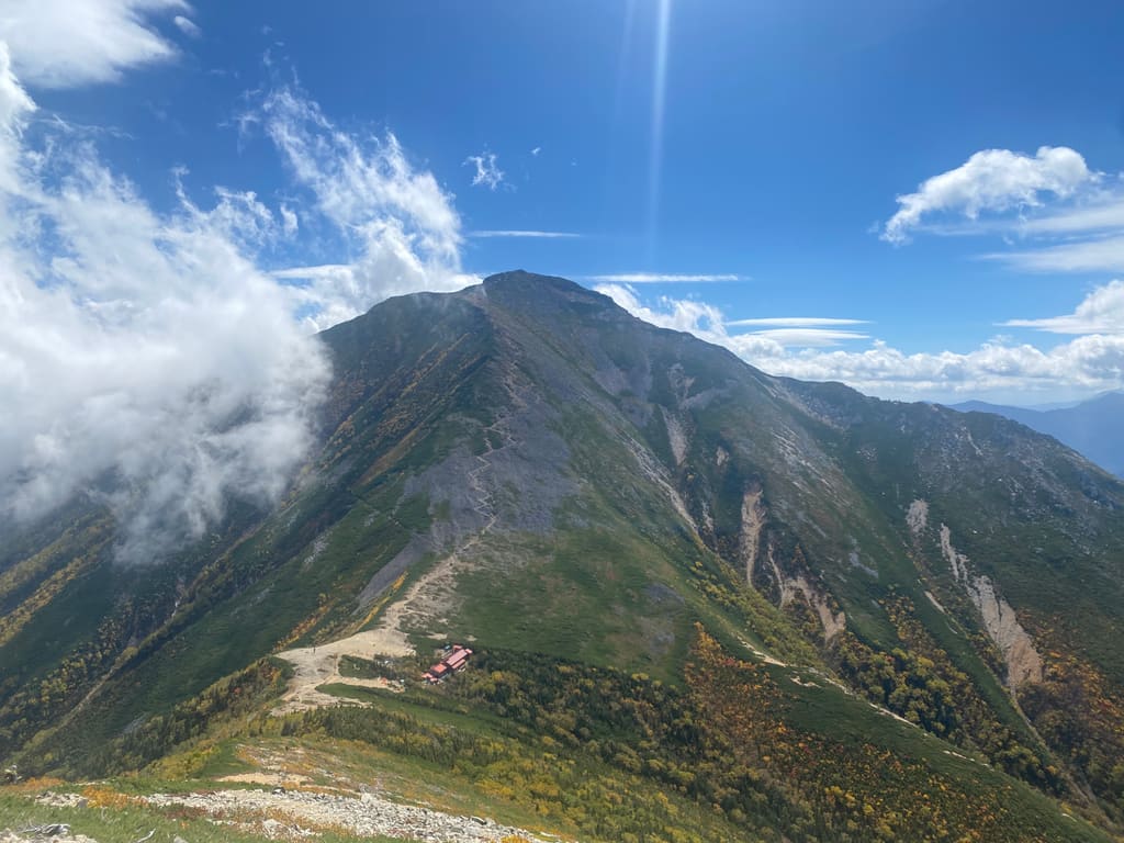 横通岳から見た常念岳